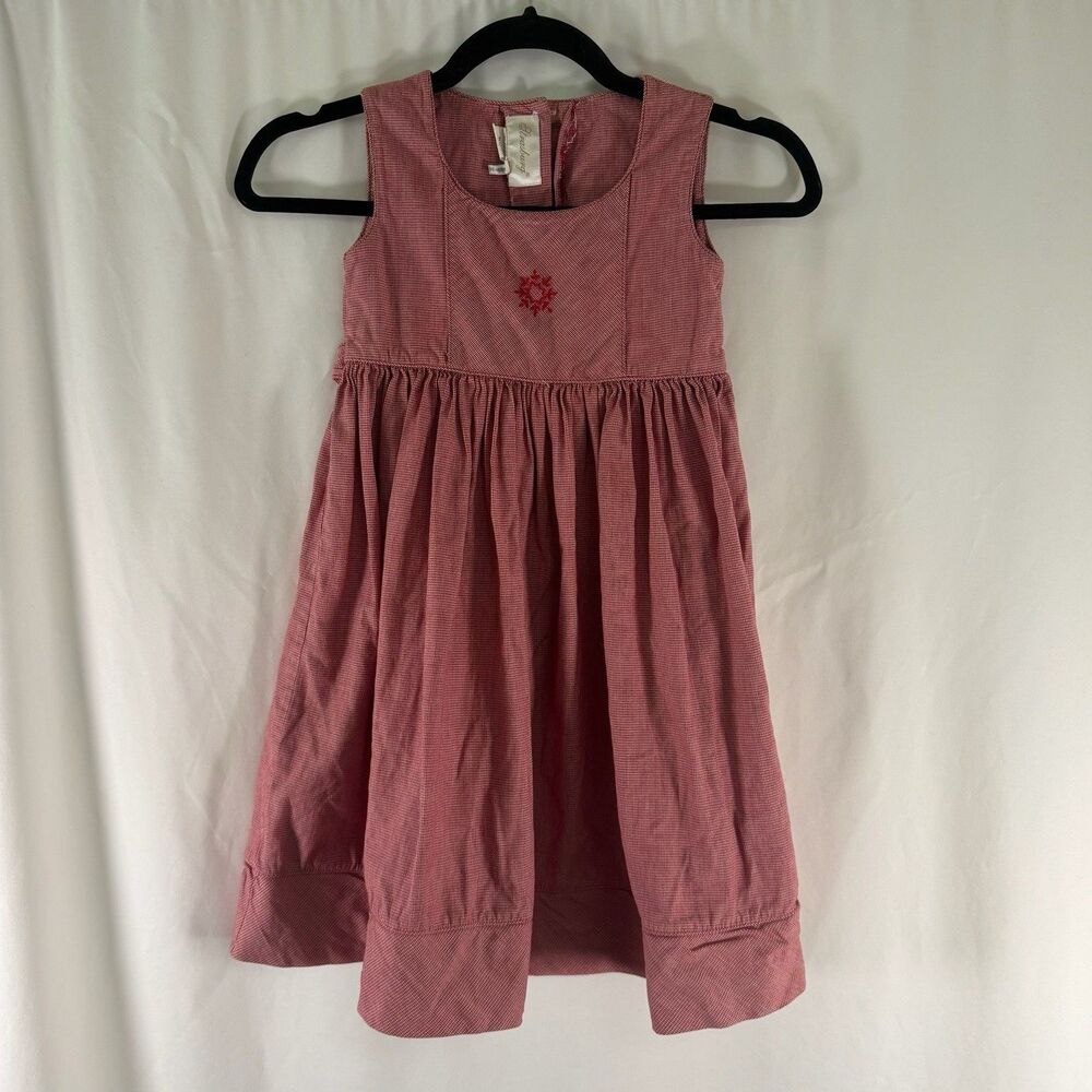 Strasburg Dress Girls 4T 4Y red Plaid Sleeveless Button Back Midi Cotton